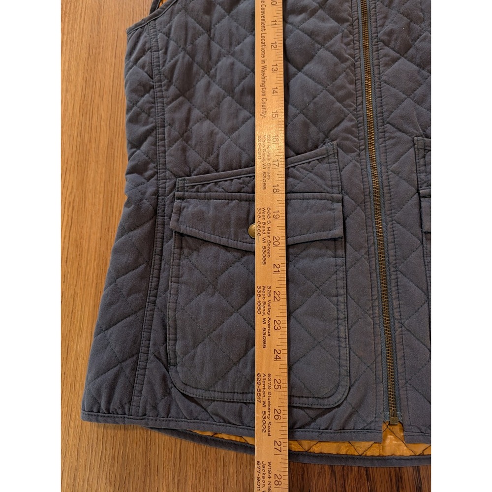 Duluth Trading Co Womens Quilted Utility Barn Vest Slate Blue Gray Mustard S - Picture 8 of 8